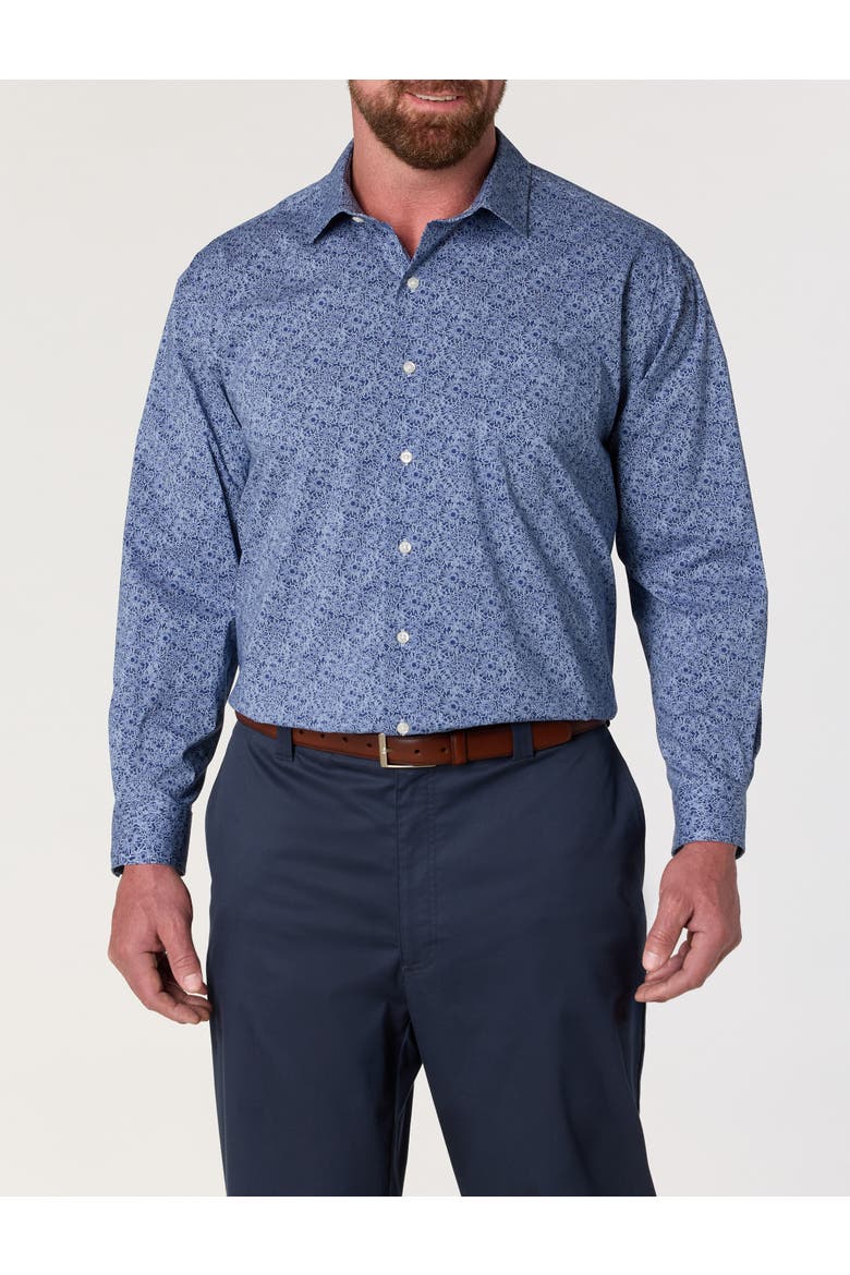 Big & Tall Exploded Sunflower Dress Shirt, Alternate, color, NAVY