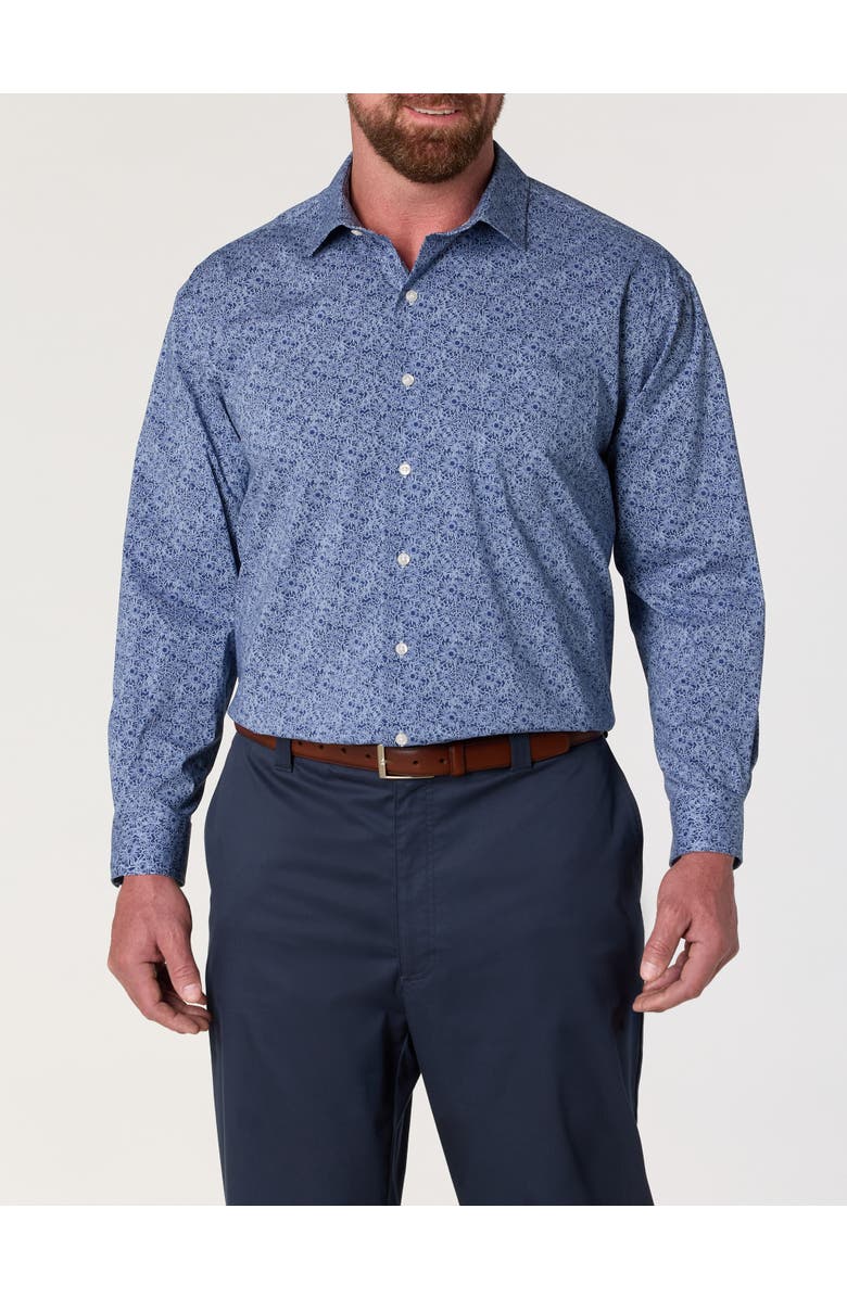 Synrgy by DXL Big & Tall Exploded Sunflower Dress Shirt, Alternate, color, Navy