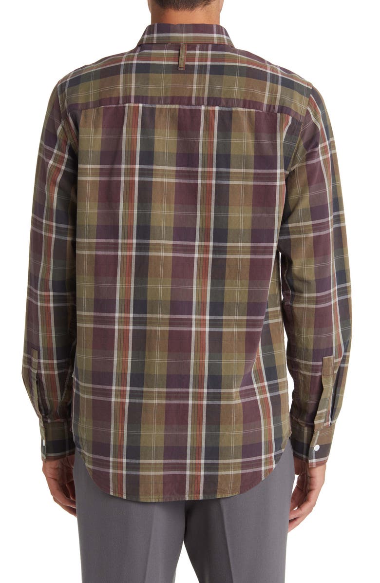 NN07 Cohen 5204 Plaid Organic Cotton Poplin Button-Up Shirt, Alternate, color, Moss Check