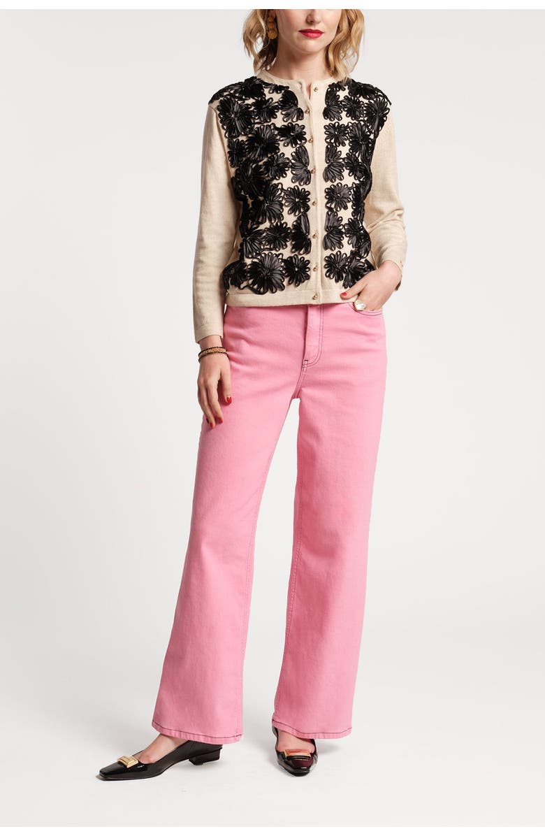 Frances Valentine Darling Cardigan Guggenheim Ribbon Floral Cotton/Cashmere, Main, color,