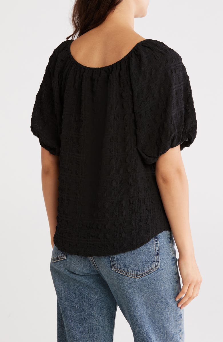 Catherine Malandrino Embroidered Peasant Top, Alternate, color, Black