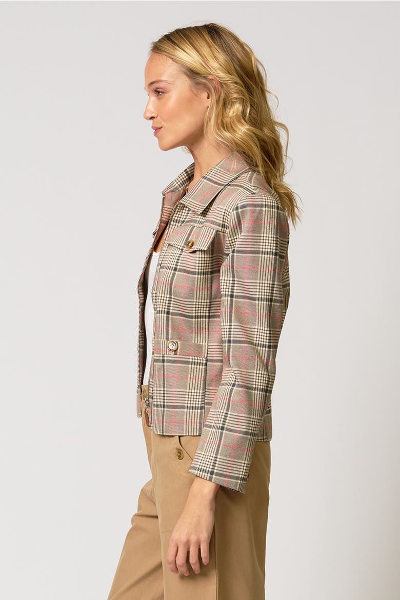 Dean Zip Up Pocketed Jacket, Alternate, color, Brown Plaid