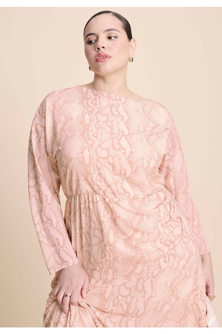 One Shoulder Asym Dress, Alternate, color, SNAKESKIN SHEER