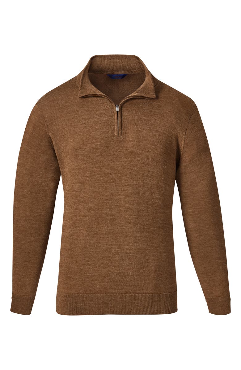 David Donahue Quarter Zip Pullover, Main, color, Cocoa