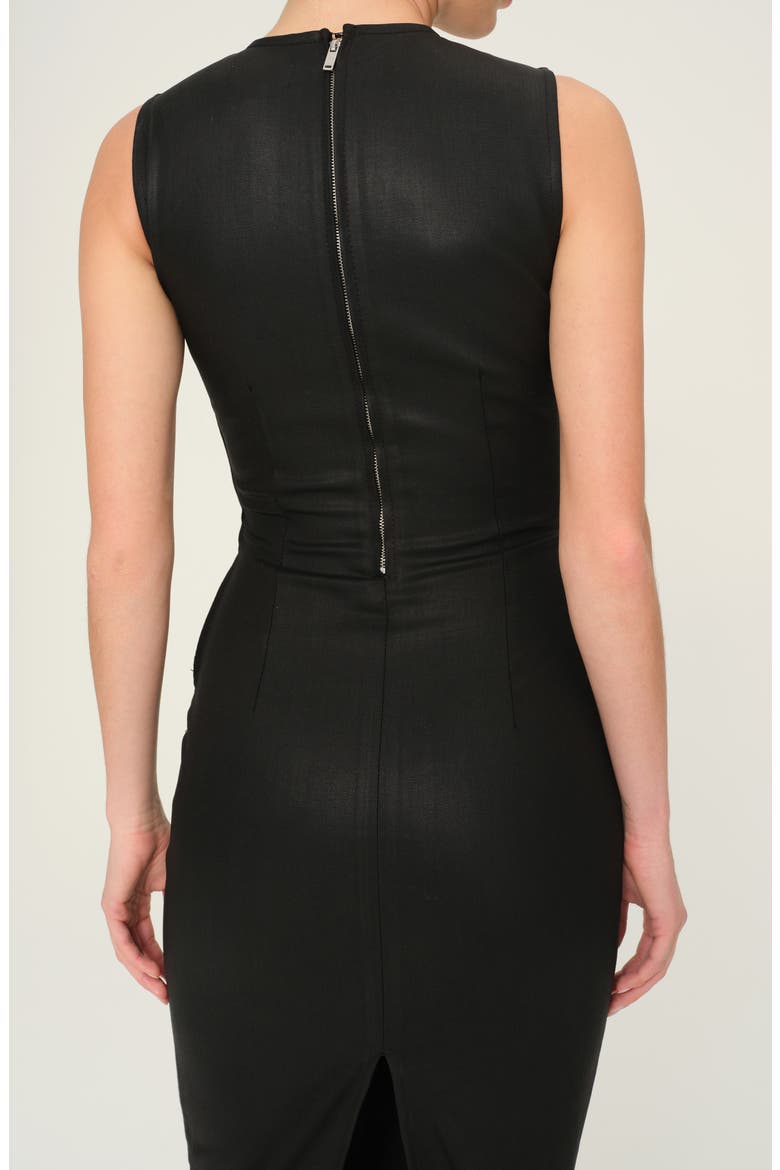 Esme Coated Midi Dress, Alternate, color, BLACK COATED