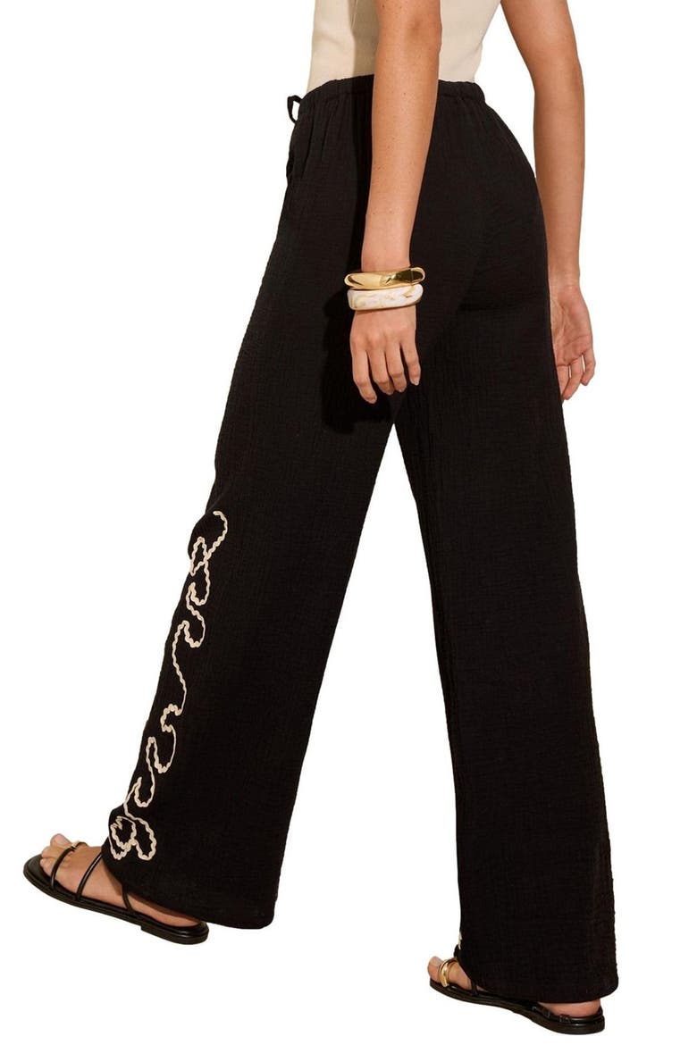 Palm Cornelli Tie Waist Wide Leg Pants, Alternate, color, BLACK