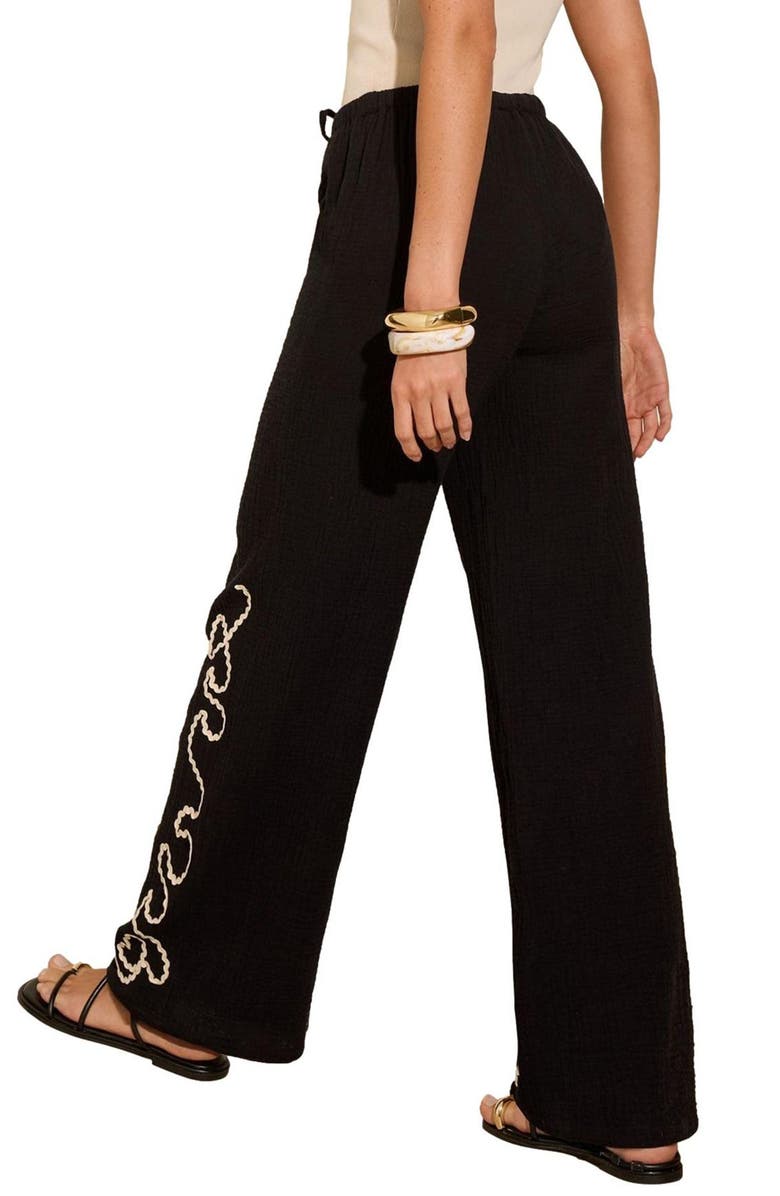 Friends Like These Palm Cornelli Tie Waist Wide Leg Pants, Alternate, color, Black
