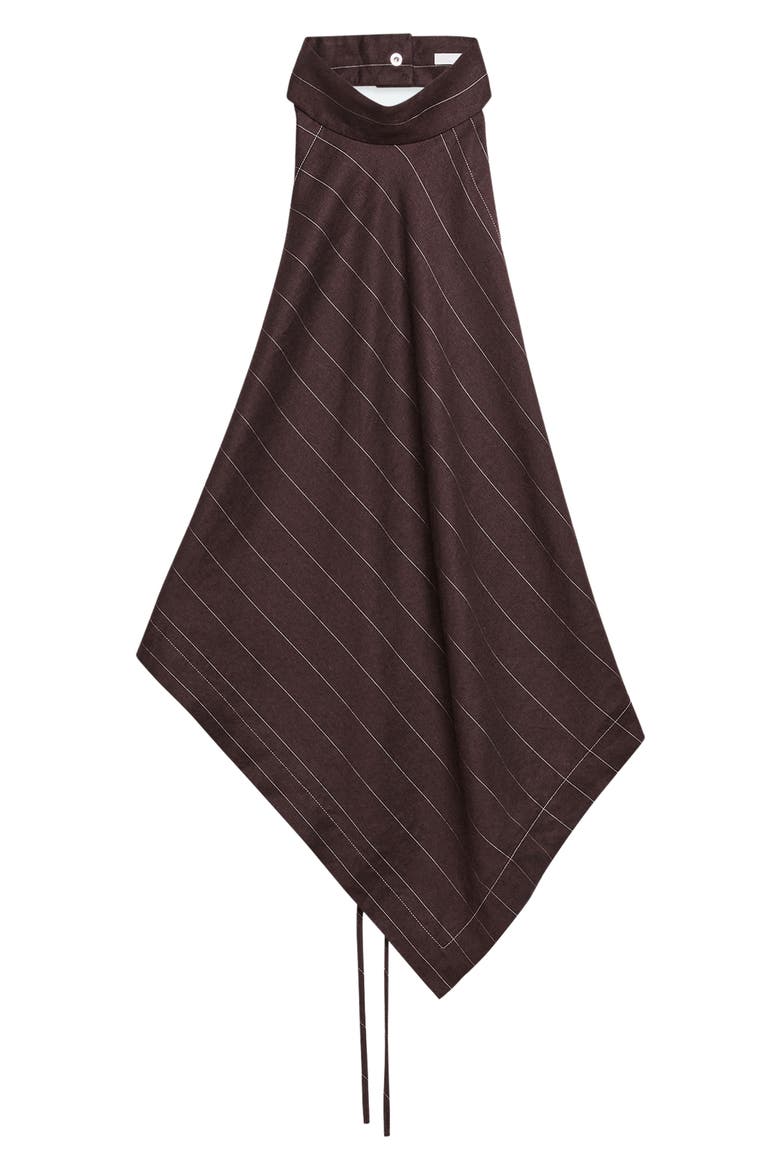 Pinstripe Linen Blend Scarf Halter Top, Alternate, color, BROWN MULTI