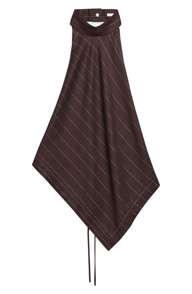 Helmut Lang Pinstripe Linen Blend Scarf Halter Top, Alternate, color, Brown Multi