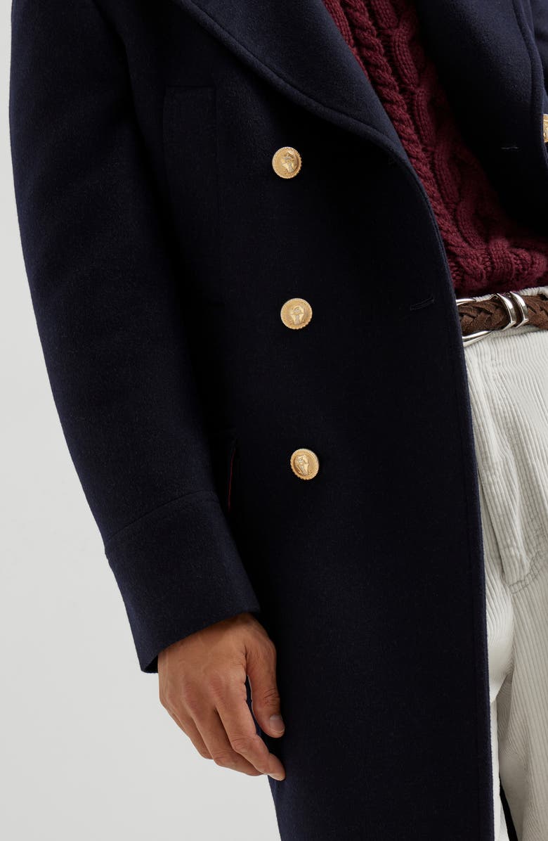 Brunello Cucinelli Double cloth coat, Alternate, color, Navy Blue