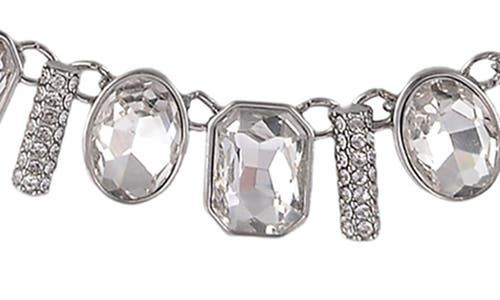 Laundry By Shelli Segal Oval & Square Crystal Necklace In Metallic