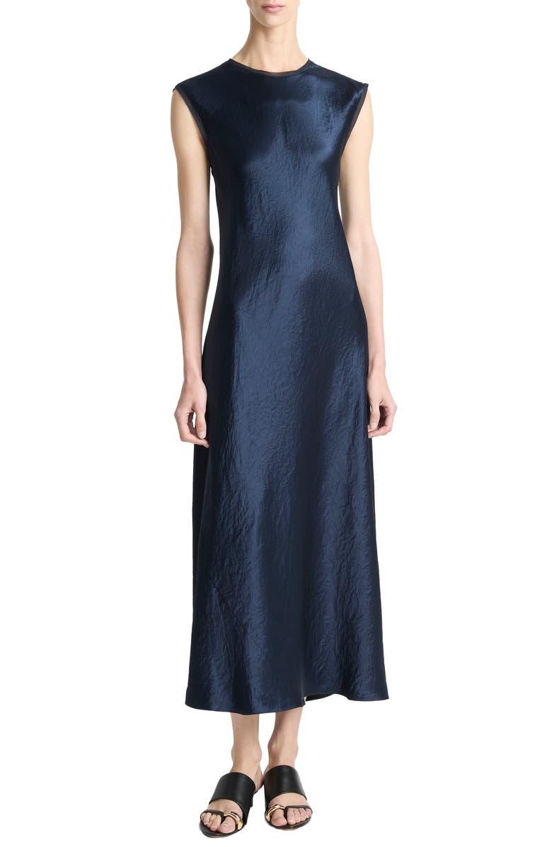 Vince Cap Sleeve Satin Maxi Dress, Main, color, Coastal