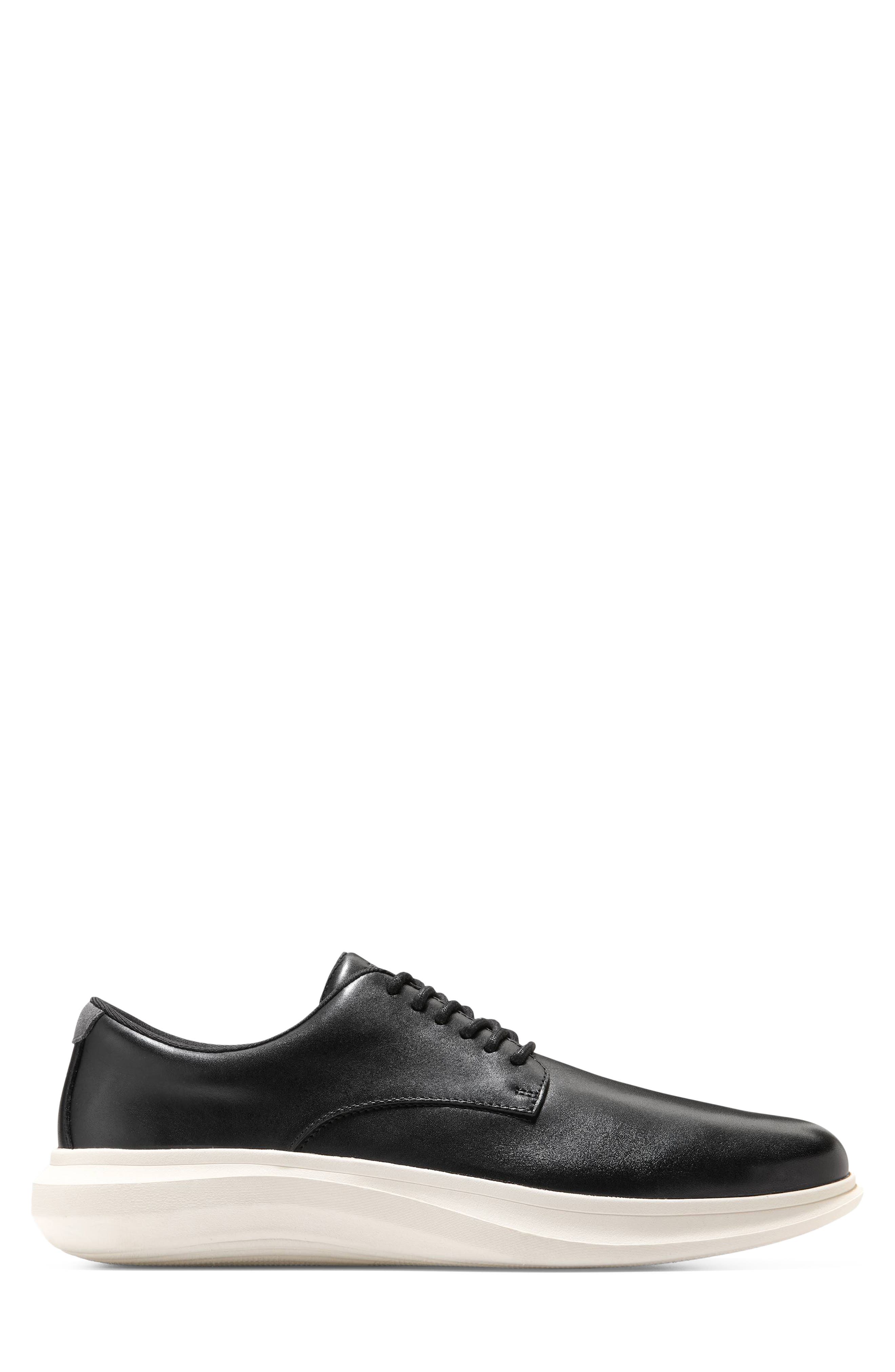 Grand Aerion Leather Plain Toe Derby, Alternate, color, BLACK / IVORY