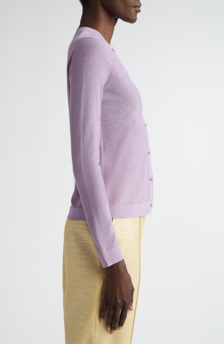 St. John Collection Metallic Reverse Jersey Cardigan, Alternate, color, 