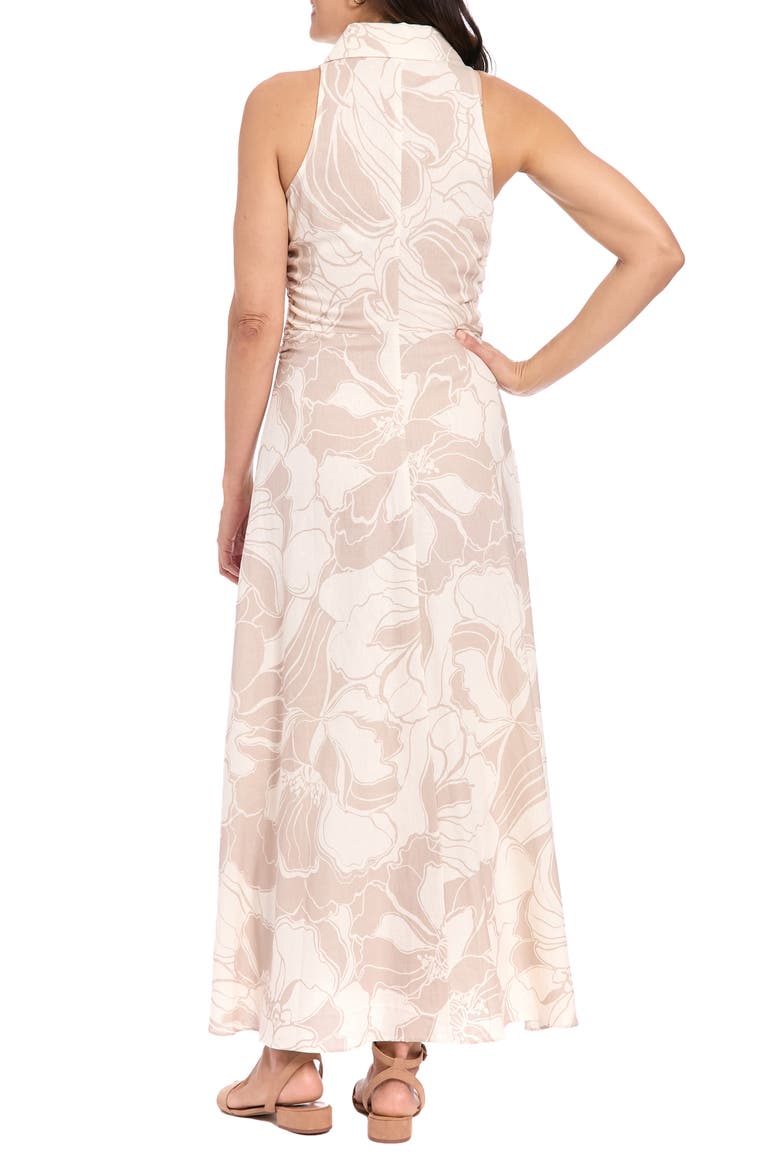 Floral Sleeveless Linen Blend Maxi Shirtdress, Alternate, color, ROSE TAN/ CREAM