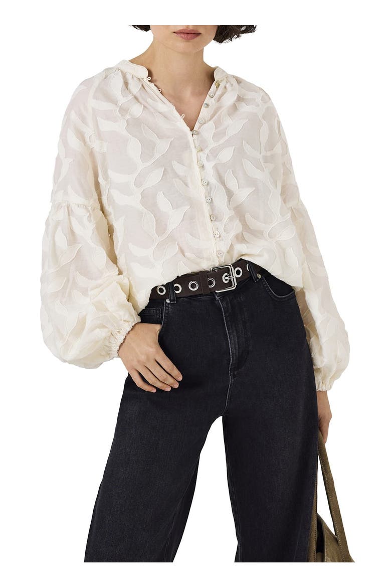 Floral Jacquard Blouse, Main, color, Cream