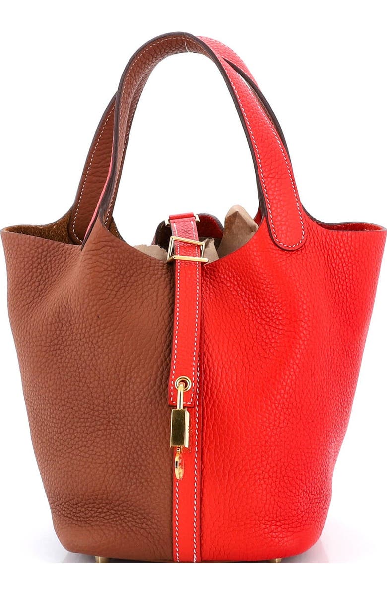 Pre-Owned Hermes Picotin Lock Bag Bicolor Clemence PM, Main, color, Casaque - Rouge De Coeur/Gold