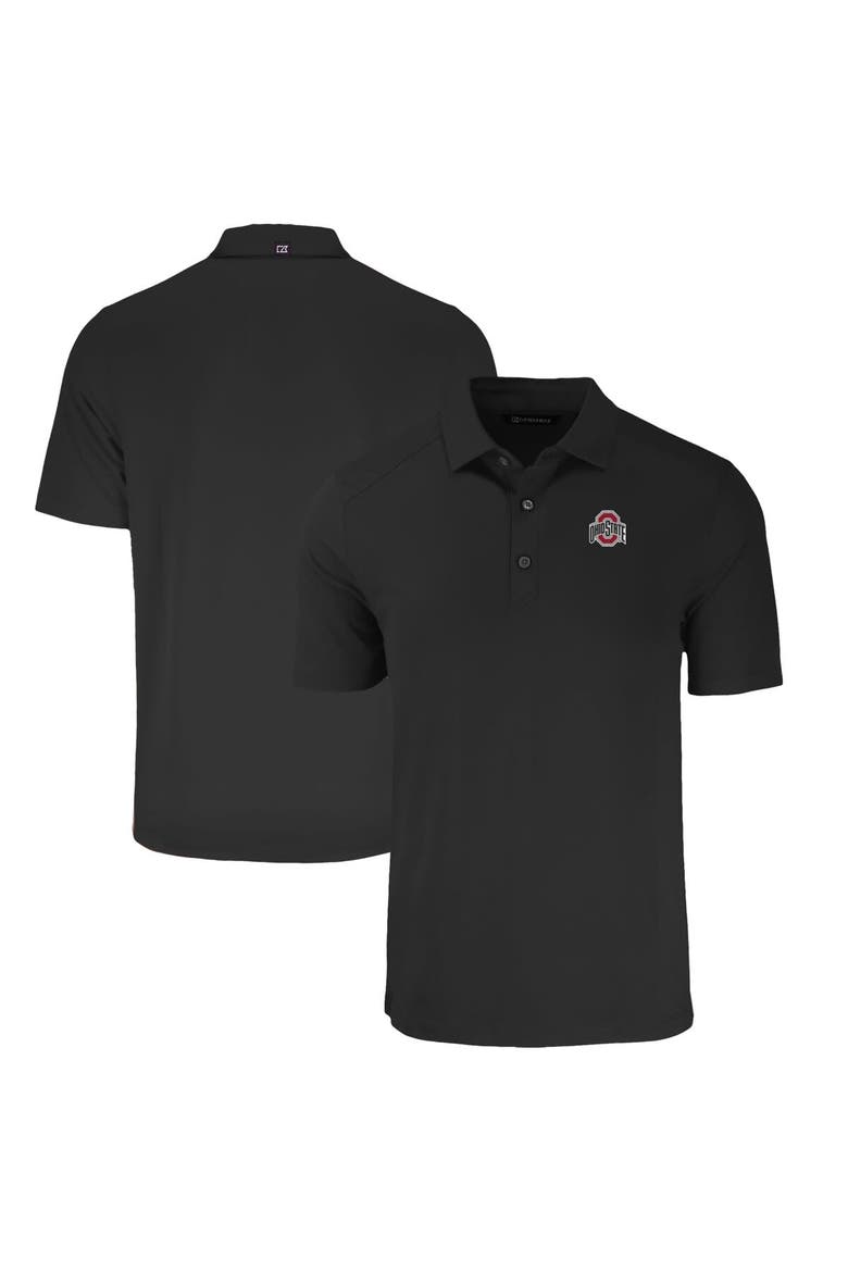 Men's Cutter & Buck  Black Ohio State Buckeyes Primary Logo Forge Eco Stretch Recycled Polo, Alternate, color, Black
