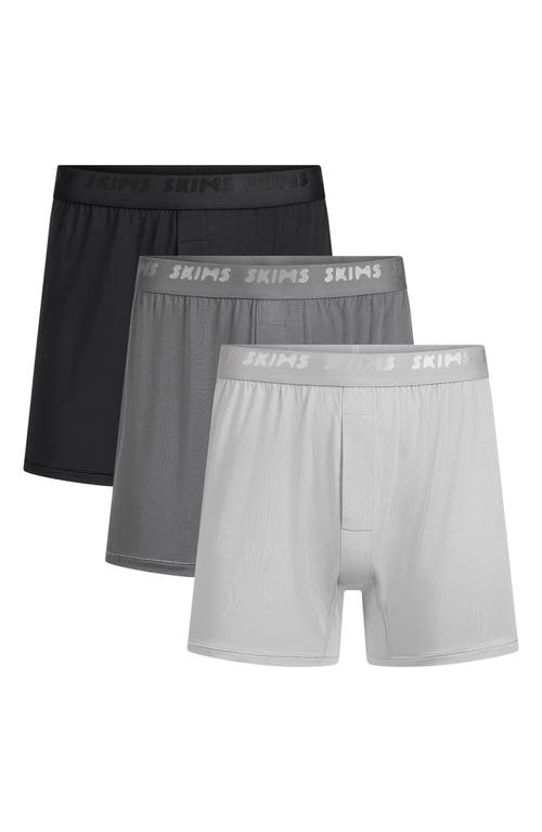 Skims Stretch 3-pack Knit Boxers In Multi