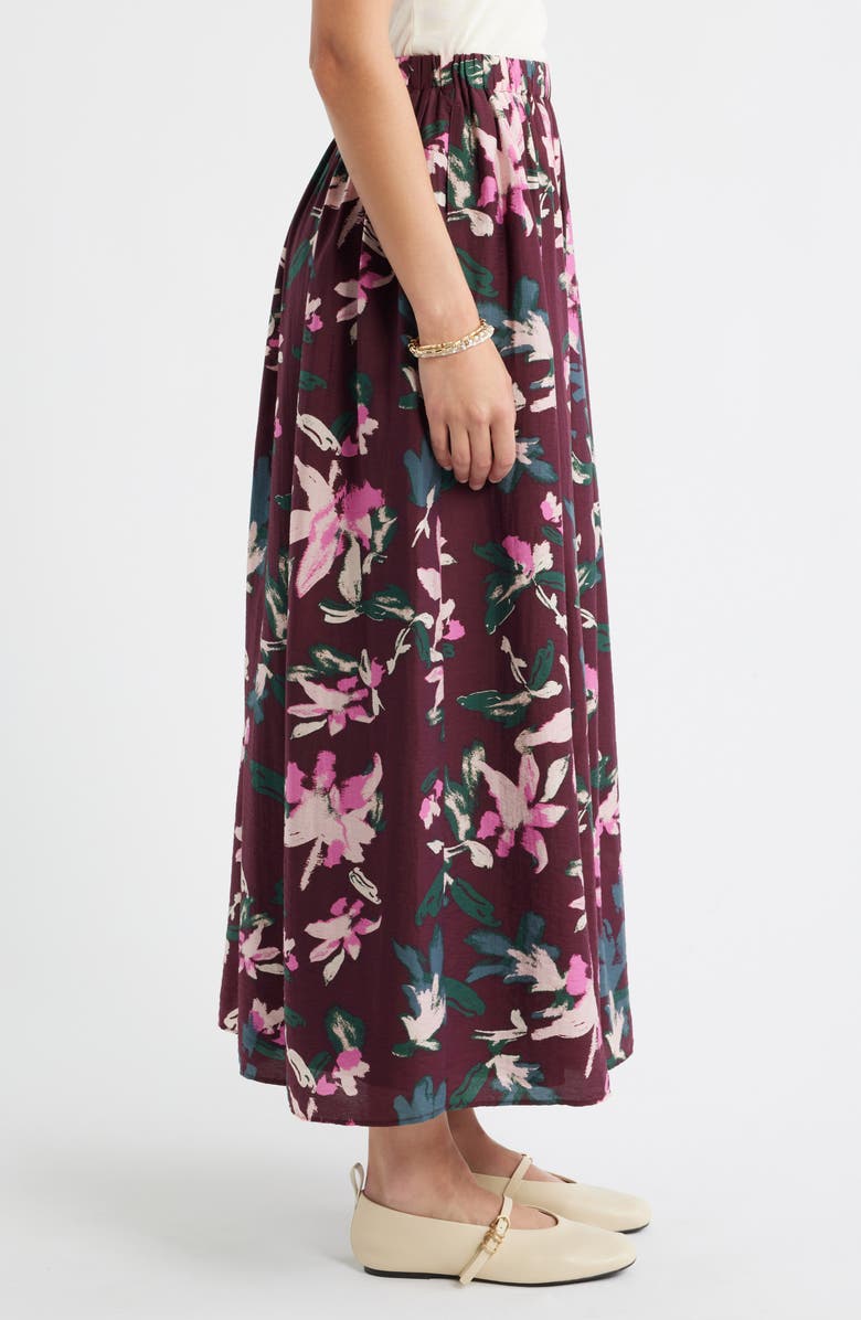 Caslon<sup>®</sup> Print Pleated Maxi Skirt, Alternate, color, Burgundy- Pink Lucy Floral