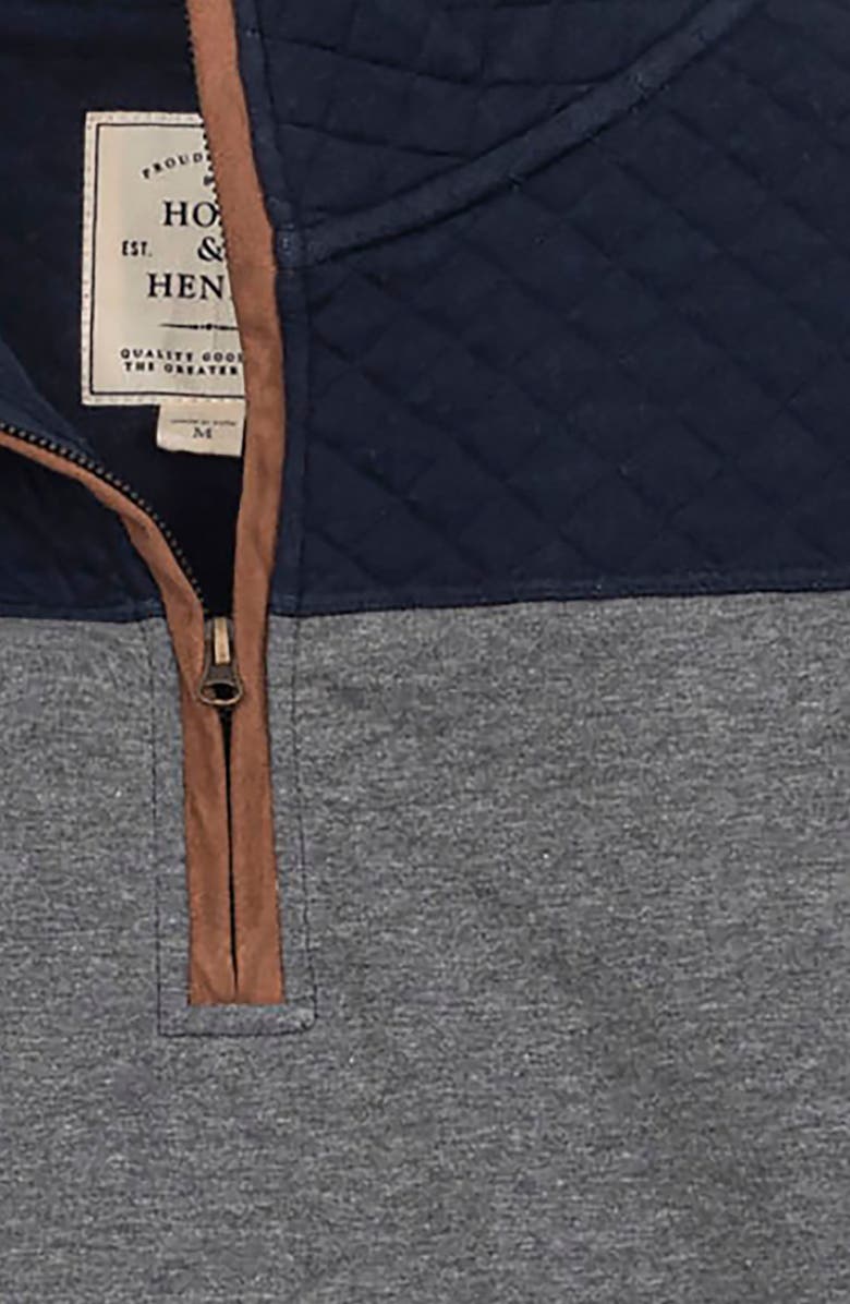 Hope & Henry Organic French Terry Half Zip Pullover with Quilted Yoke, Alternate, color, Navy And Dark Gray Heather