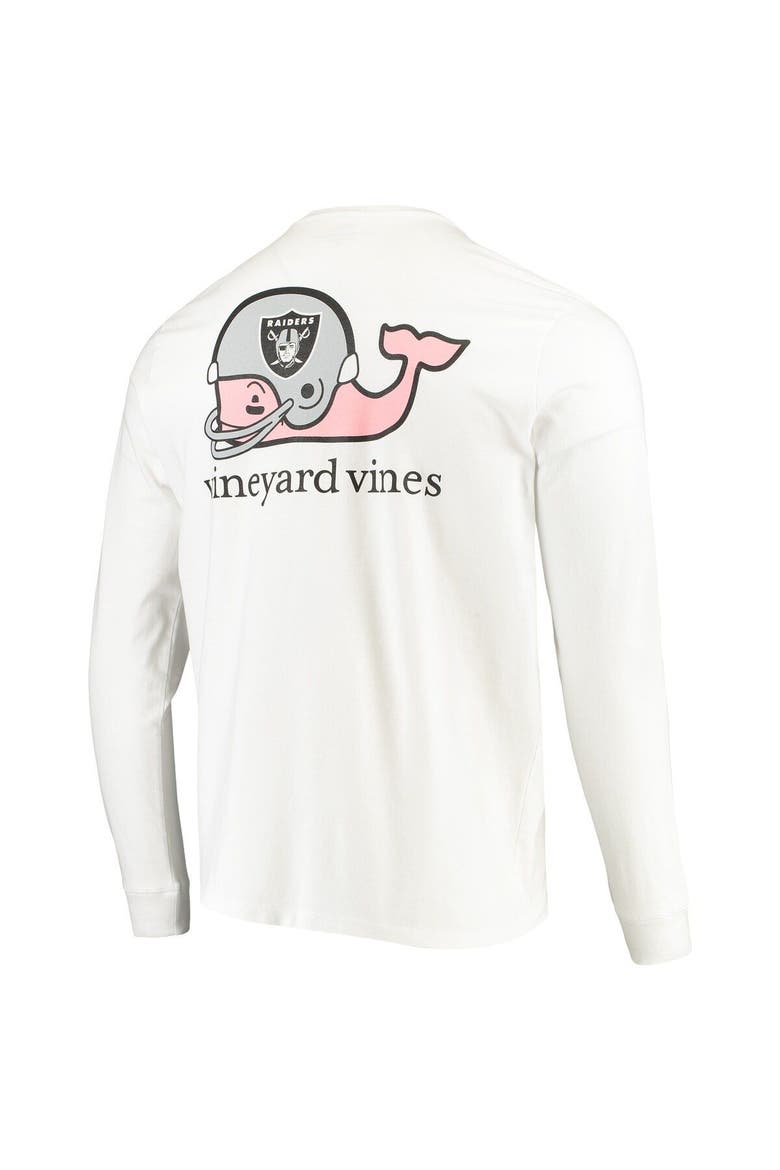 Men's Vineyard Vines White Las Vegas Raiders Whale Helmet Long Sleeve T-Shirt, Alternate, color, White