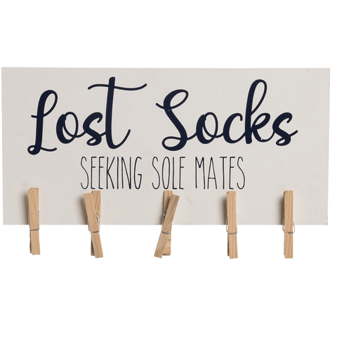 Wood Lost Socks Wall Décor with Clips