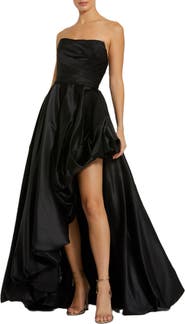 Mac Duggal Asymmetrical High Low Strapless Ruched Gown