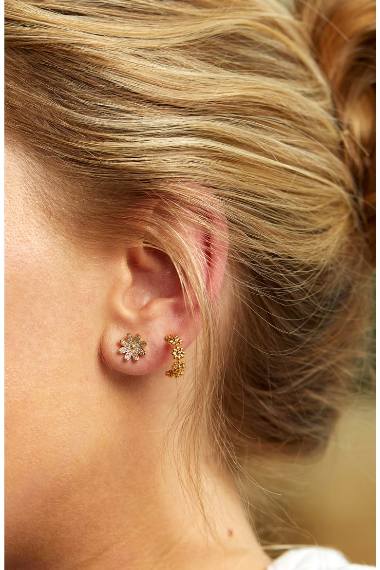 Spring Daisy Stud Earrings, Alternate, color, GOLD