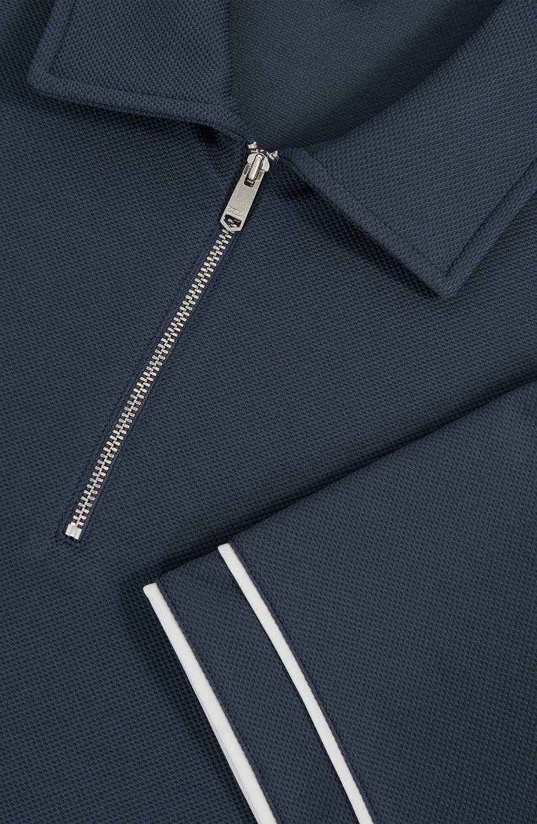 Reiss Zain Tipped Quarter Zip Polo, Alternate, color, Airforce Blue