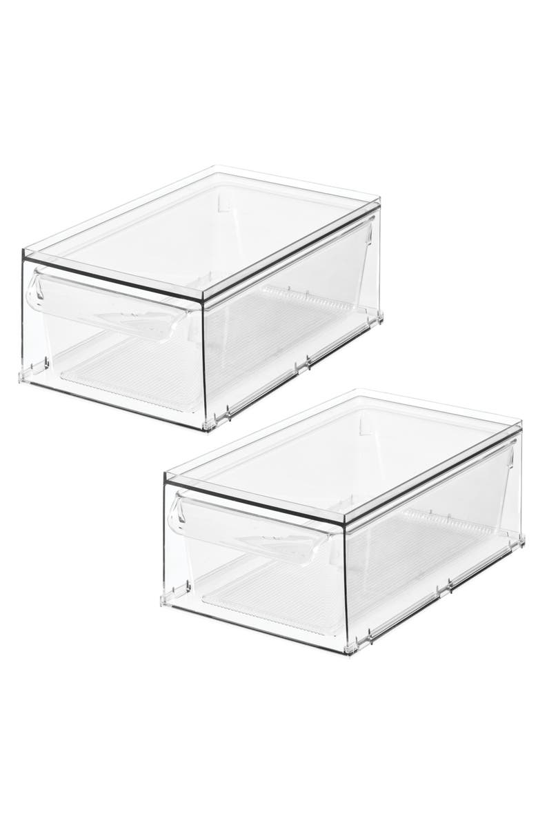 iDesign Stackable Kitchen Storage Drawer - Set of 2 - Clear, Main, color, Clear