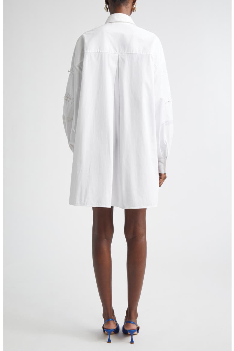 Oversize Embroidered Stretch Cotton Button-Up Shirt, Alternate, color, WHITE