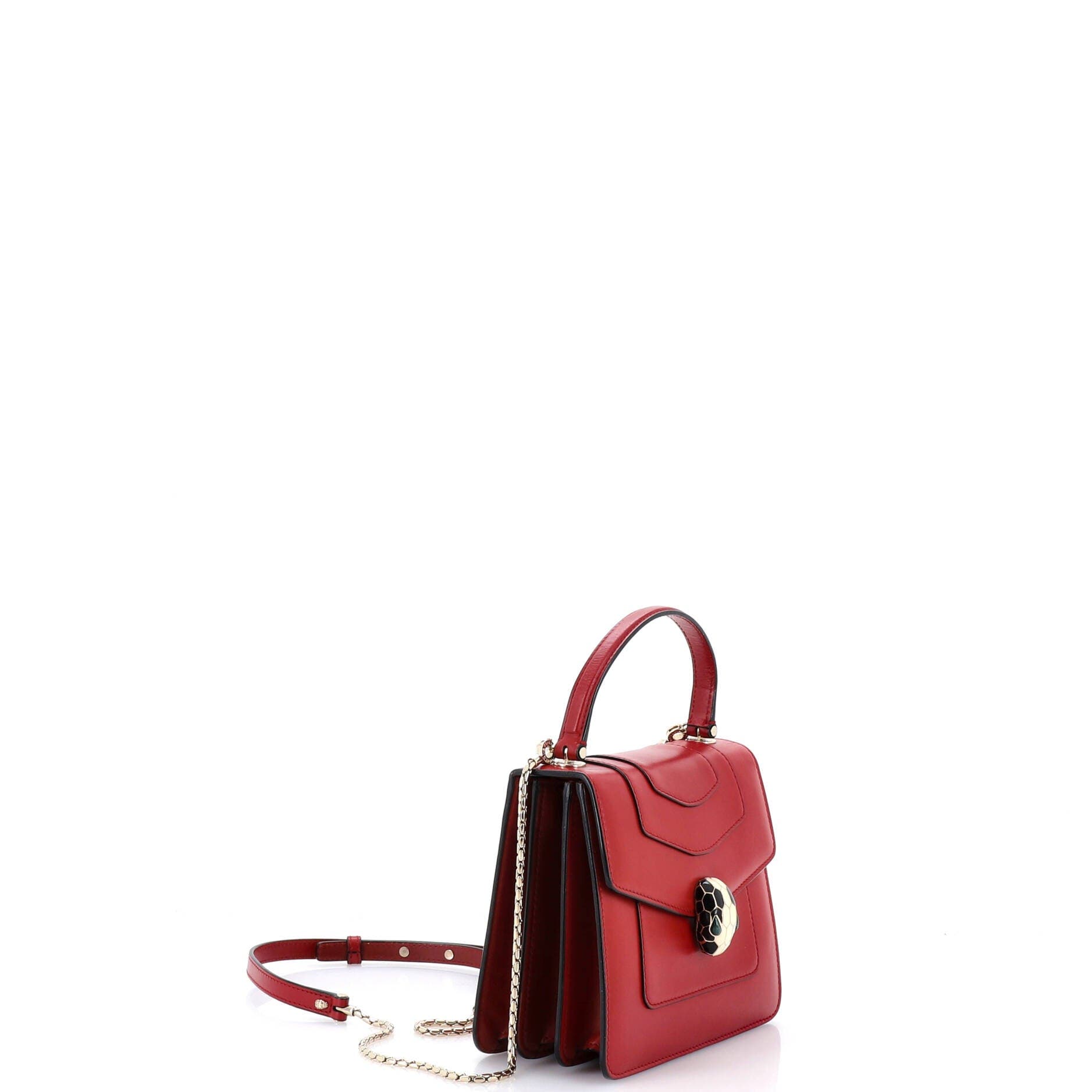 Serpenti Forever Top Handle Bag Leather Small, Alternate, color, Red