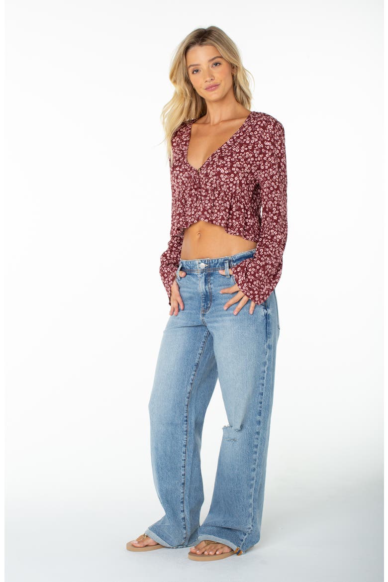 Night Sky Floral Crop Top, Alternate, color, PORT