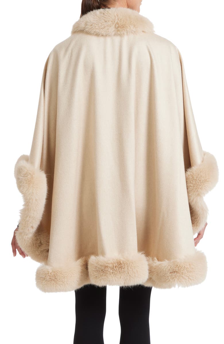 Sofia Cashmere Faux Fur Trim Cashmere Cape, Alternate, color, 283Oat