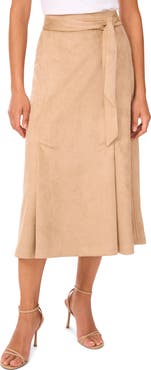 Halogen® Faux Suede Faux Wrap Skirt