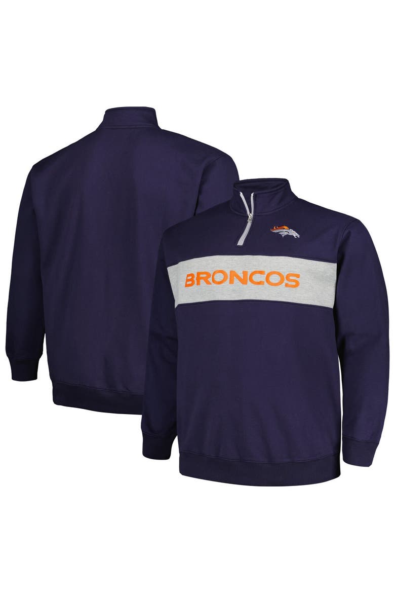 Men's Profile Navy Denver Broncos Big & Tall Fleece Quarter-Zip Jacket, Main, color, Navy