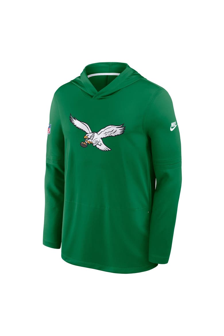 Men's Nike Kelly Green Philadelphia Eagles Big & Tall Sideline Place Kicker Alternate Lightweight Hooded Long Sleeve Dri-FIT Top, Alternate, color, Kelly Green