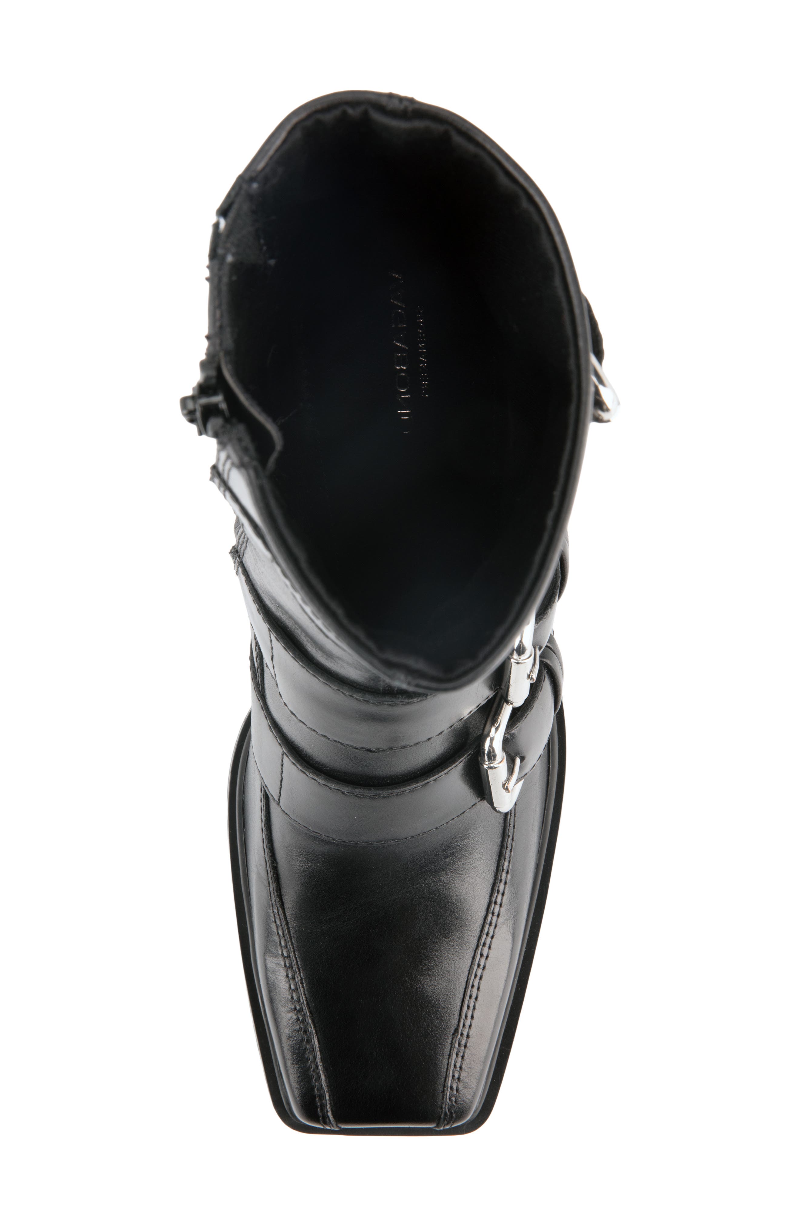 Elvina Buckle Leather Boot, Alternate, color, BLACK