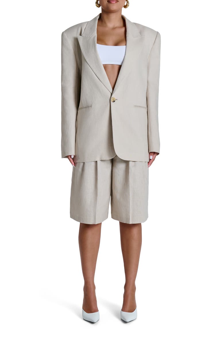 Naked Wardrobe Oversize Linen Blazer, Alternate, color, Dark Beige