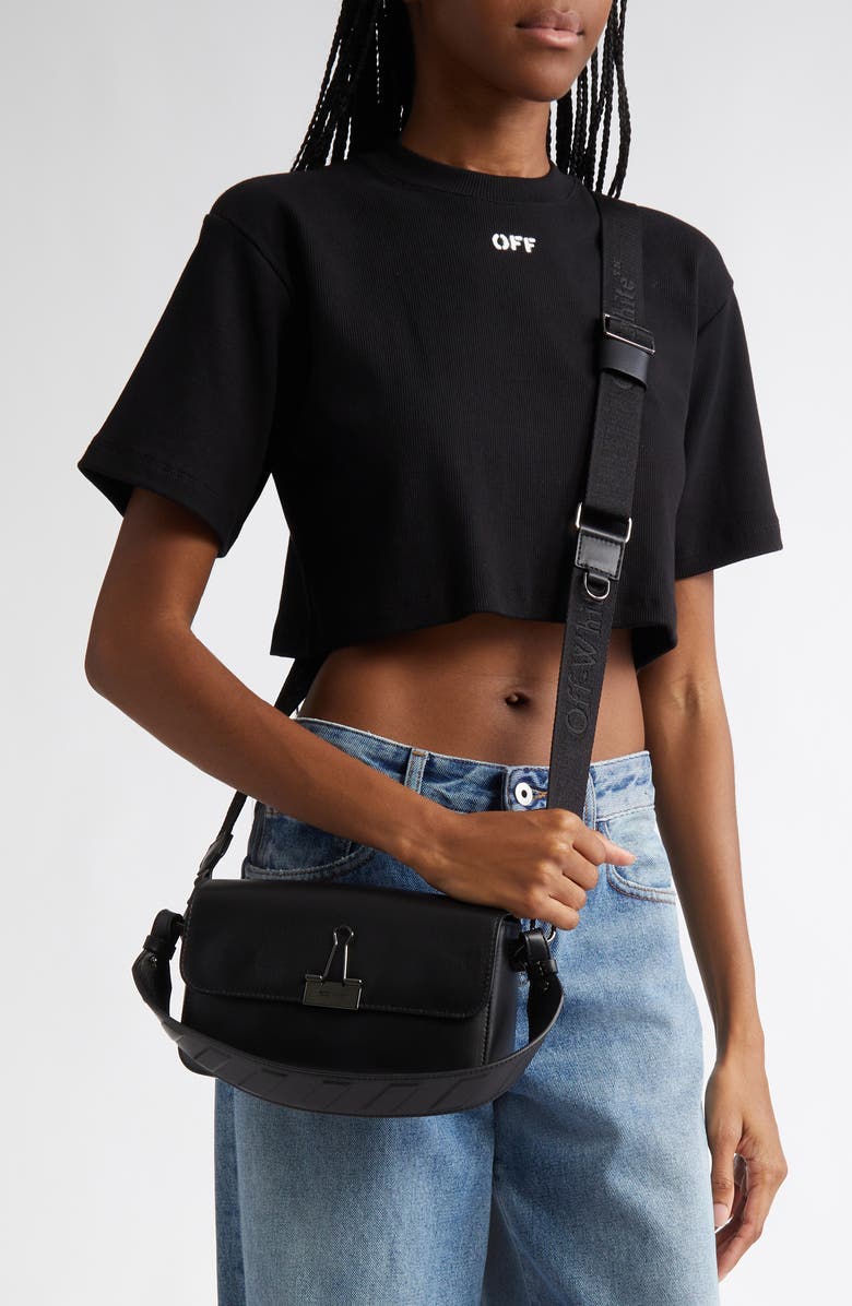 Off-White Medium Soft Binder Leather Shoulder Bag, Alternate, color,