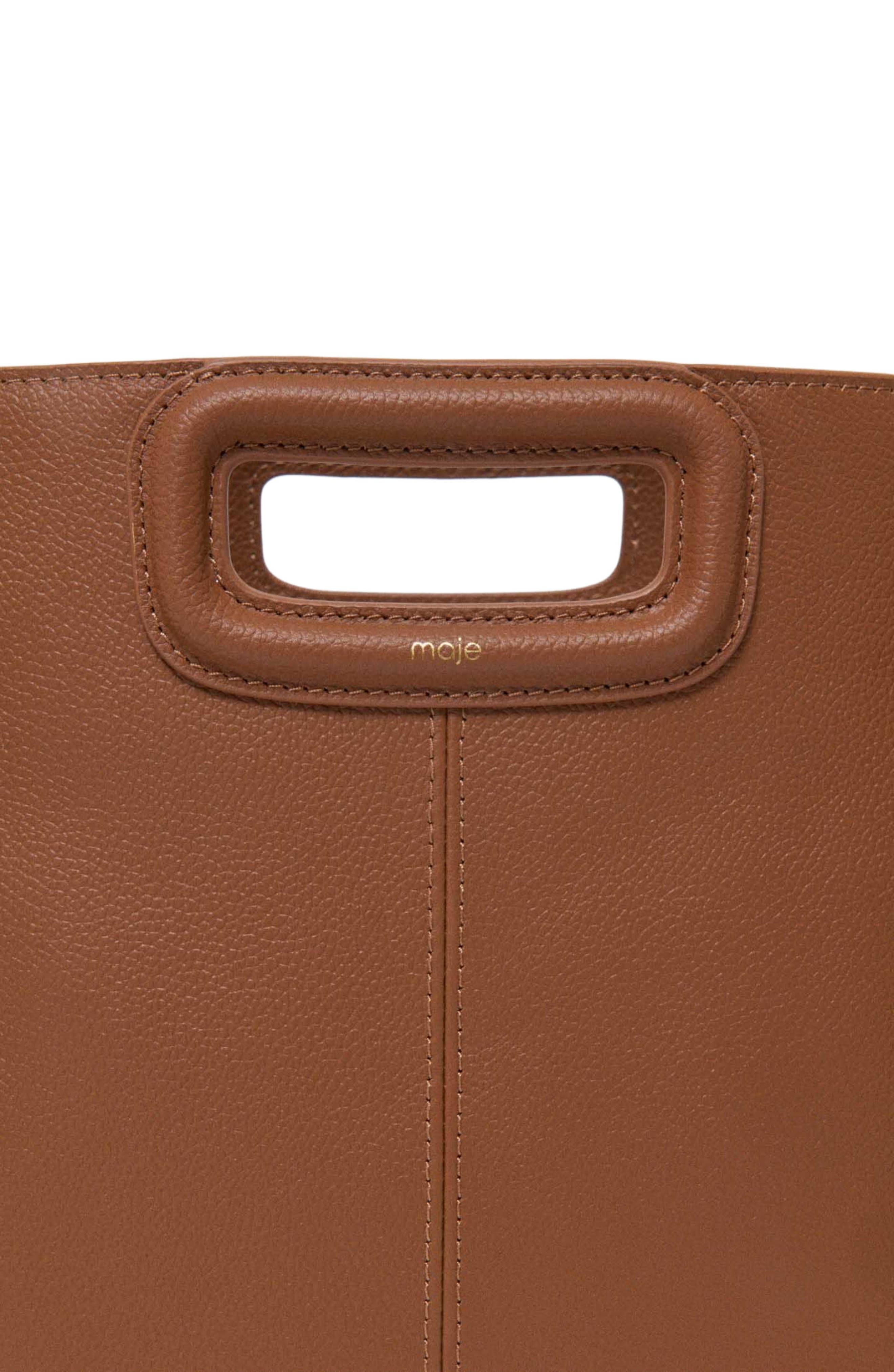 maje Grained leather M bag, Alternate, color, Cognac Brown