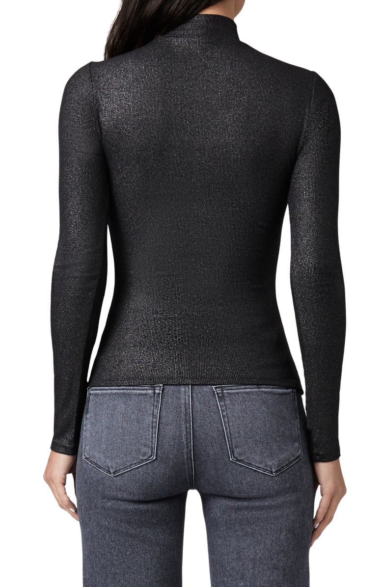 PAIGE Sonata Cutout Mock Neck Metallic Top, Alternate, color, Black/ Silver