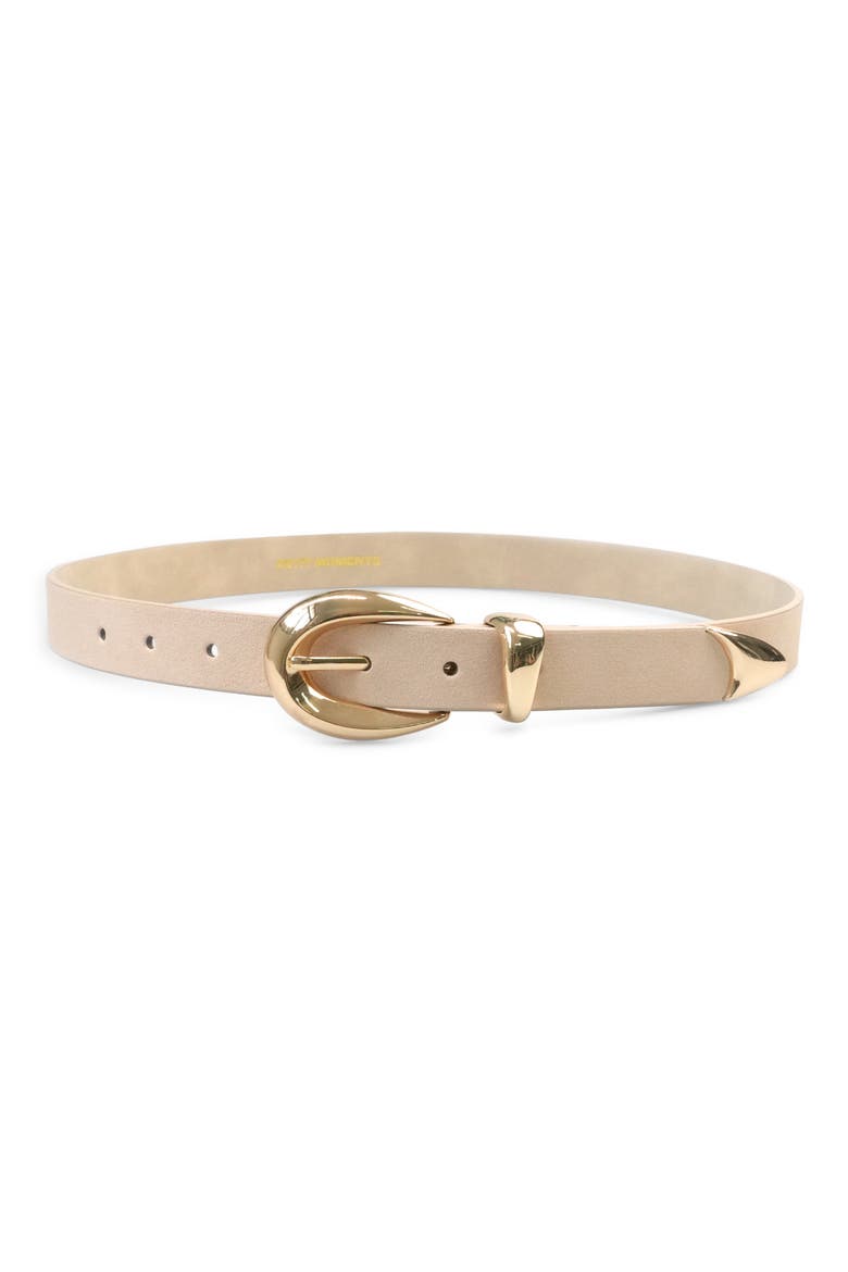 Marisa Leather Belt, Main, color, NUDE SUEDE/ GOLD
