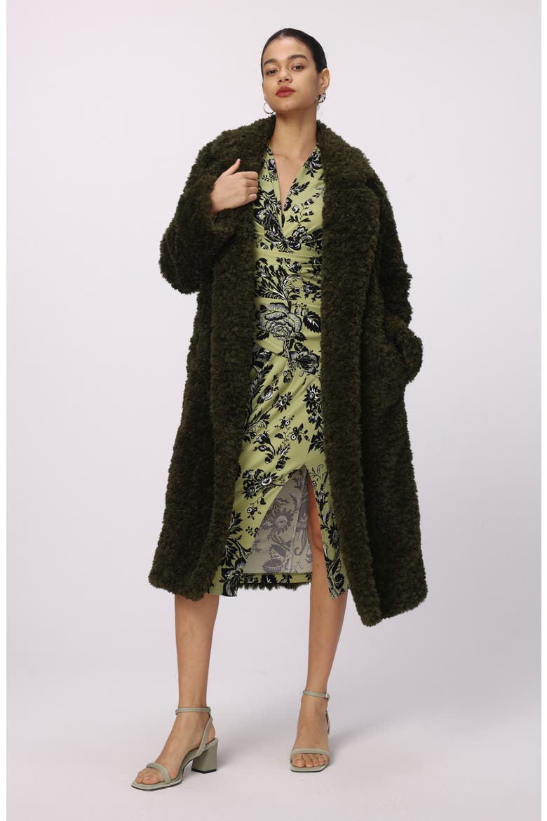 Melanie Faux Fur Coat, Alternate, color, OLIVE