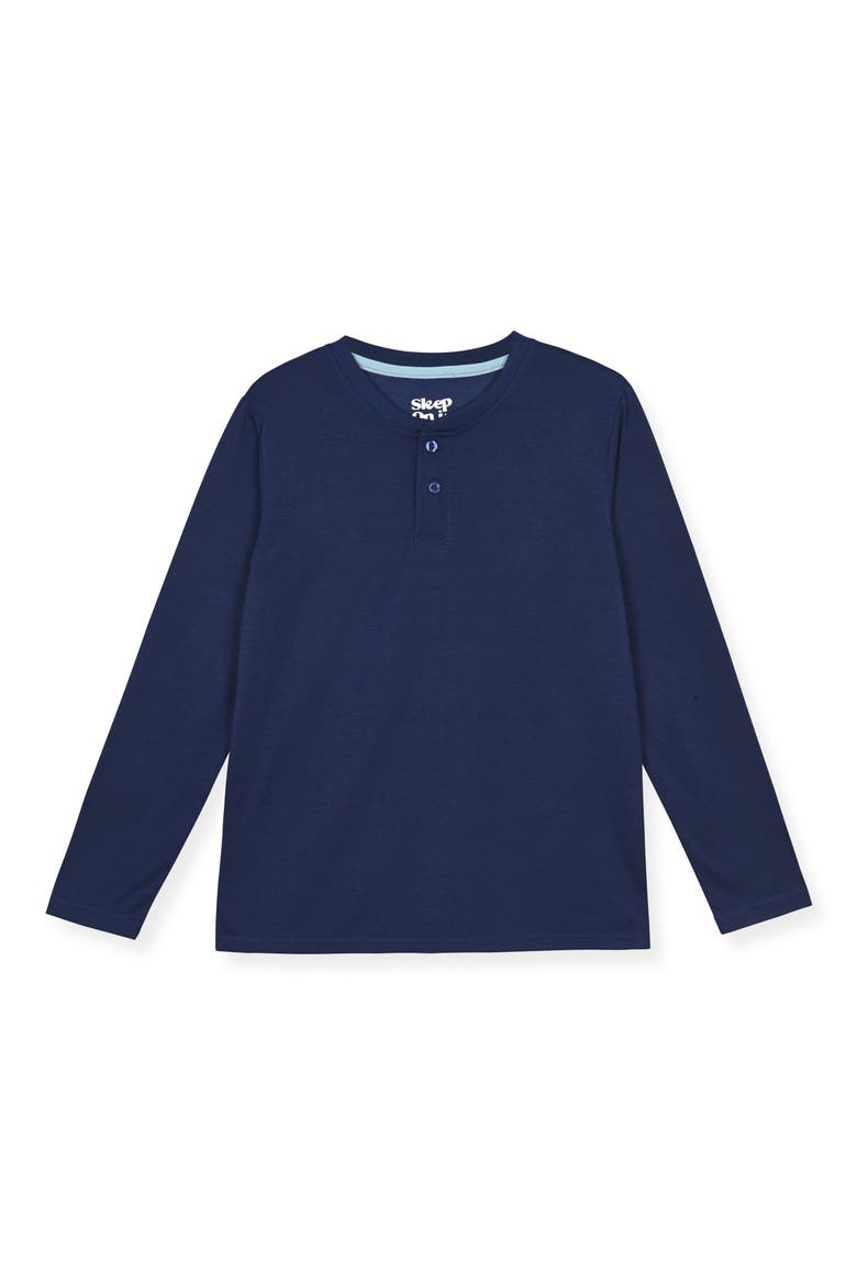 Kids' 2-Piece Henley & Plaid Pajamas, Alternate, color, NAVY