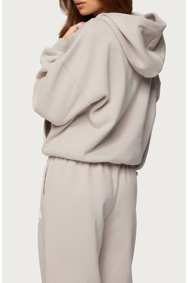 LA Logo Oversize Fleece Graphic Hoodie, Alternate, color, BEIGE