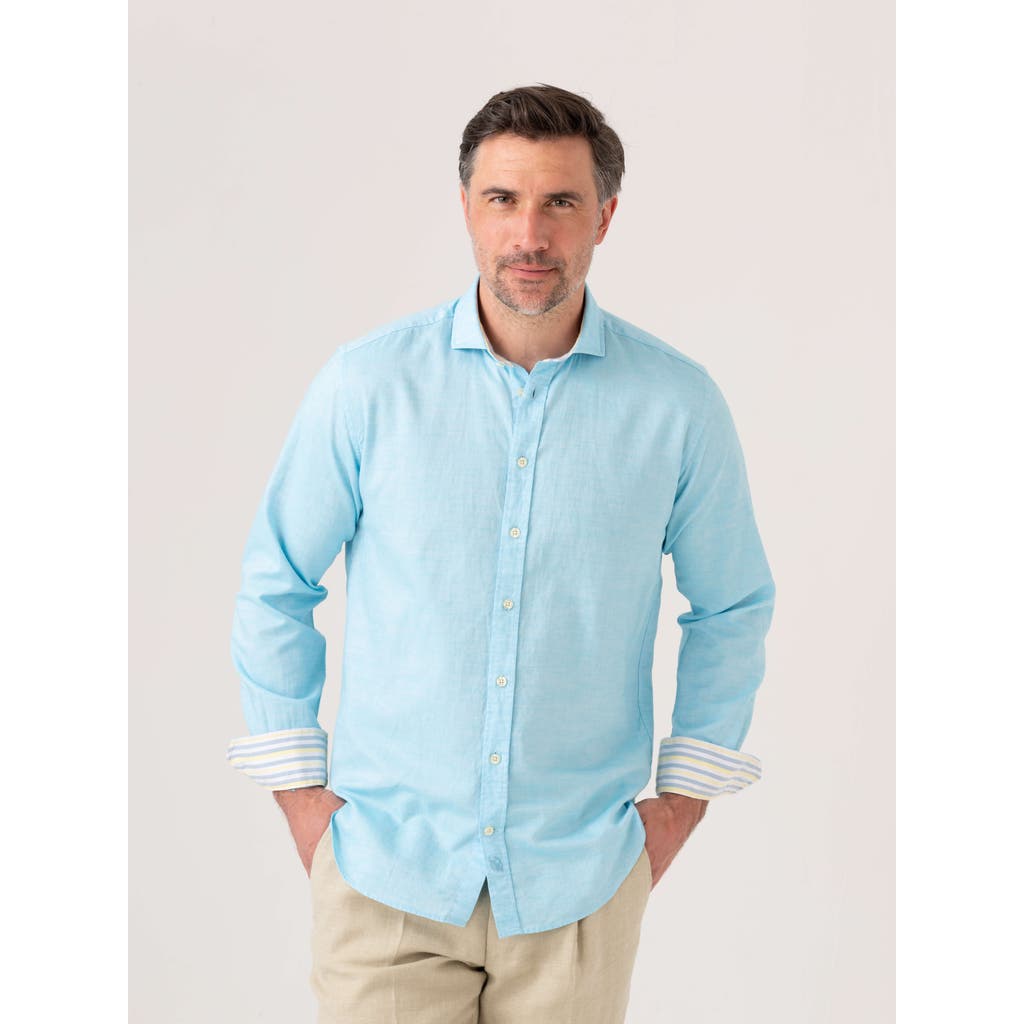 Koy Clothing Cotton Linen Long Sleeve Shirt in Turquoise  product