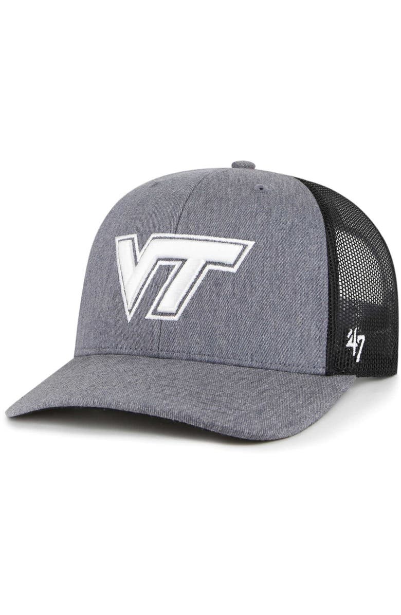 '47 Men's '47 Charcoal Virginia Tech Hokies Carbon Trucker Adjustable Hat, Main, color, 