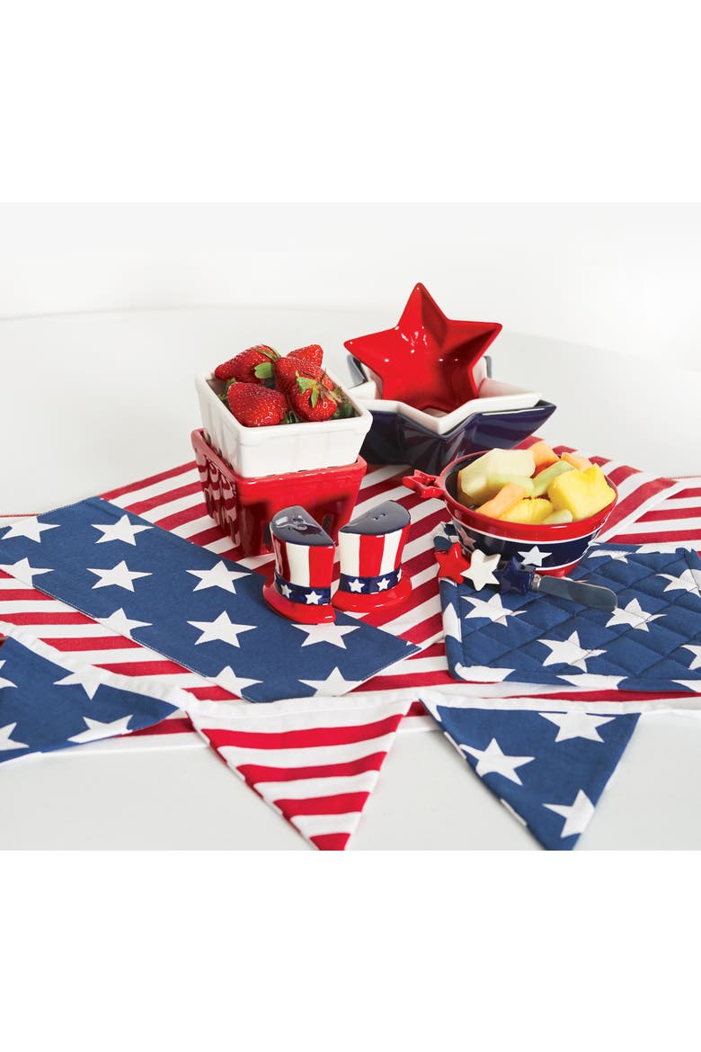 Patriotic Stars & Stripes Flag Ceramic Salt & Pepper Shaker Set of 2, Alternate, color, Blue